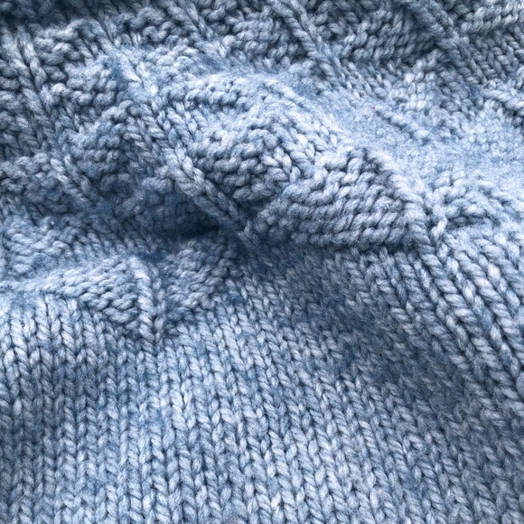Hand knitted Sweater with patterned yoke - sky blue - L - Picture 1 of 7